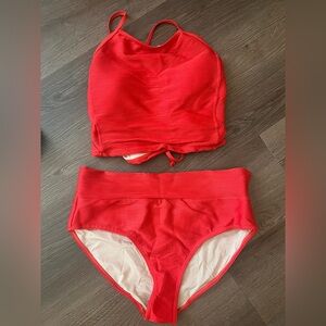 Nani red swim set; small top, medium bottom